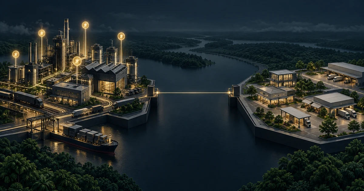 Dois polos econômicos conectados, com créditos luminosos concentrados no polo industrial da Zona Franca de Manaus