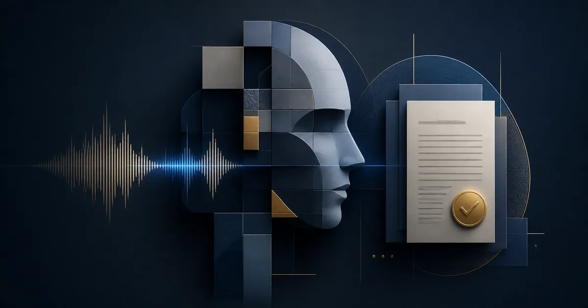 Representação de onda sonora e vídeo digital sob análise pericial para identificar deepfake e clonagem de voz