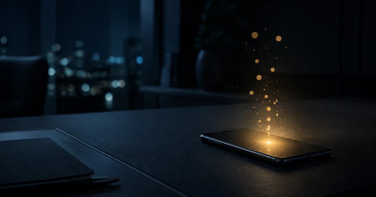 Celular sobre uma mesa à noite com notificações luminosas, representando o direito à desconexão do trabalho fora do expediente